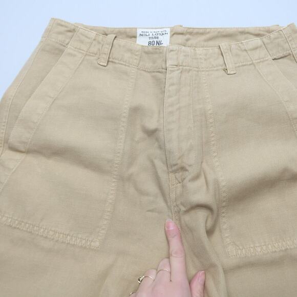 Nili Lotan Luna Pants Size 4 Beige Tan Drop Crotch Linen Blend Trousers - Picture 8 of 15